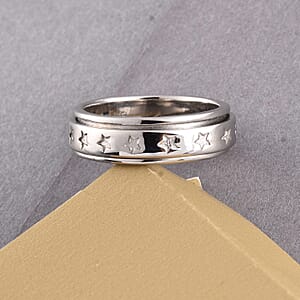 D'Joy Stars Spinner Band Ring in Sterling Silver Promise Rings (Size 7.0) 6.20 Grams