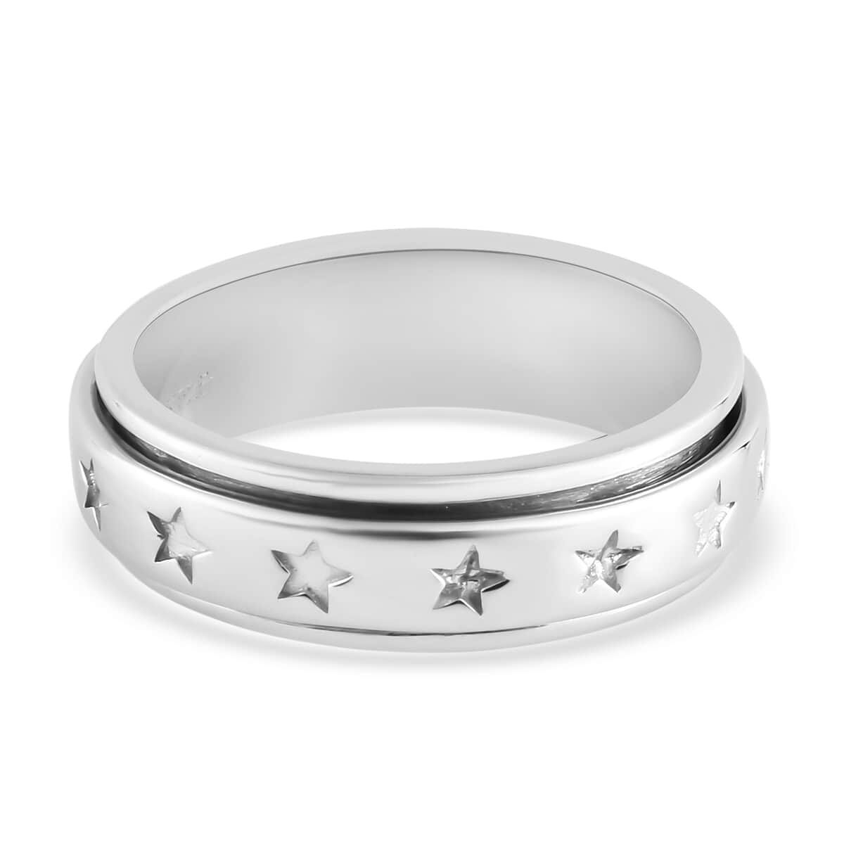 Sterling Silver Stars Spinner Band Ring, Promise Rings (Size 7.0) 6.20 Grams image number 7
