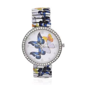 Strada Japanese Movement Bracelet Watch in Stainless Steel, Butterfly Stretchable Watch with Austrian Crystals Studded Stretch Band Wrist Watch, Stretchable Animal Watches for Women (42.40mm) 6.75-7.25 Inches