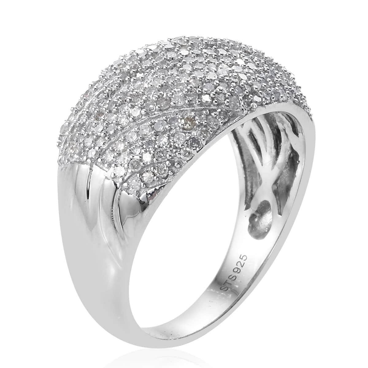 Diamond Dome Ring in Platinum Over Sterling Silver (Size 7.0) 1.50 ctw image number 3