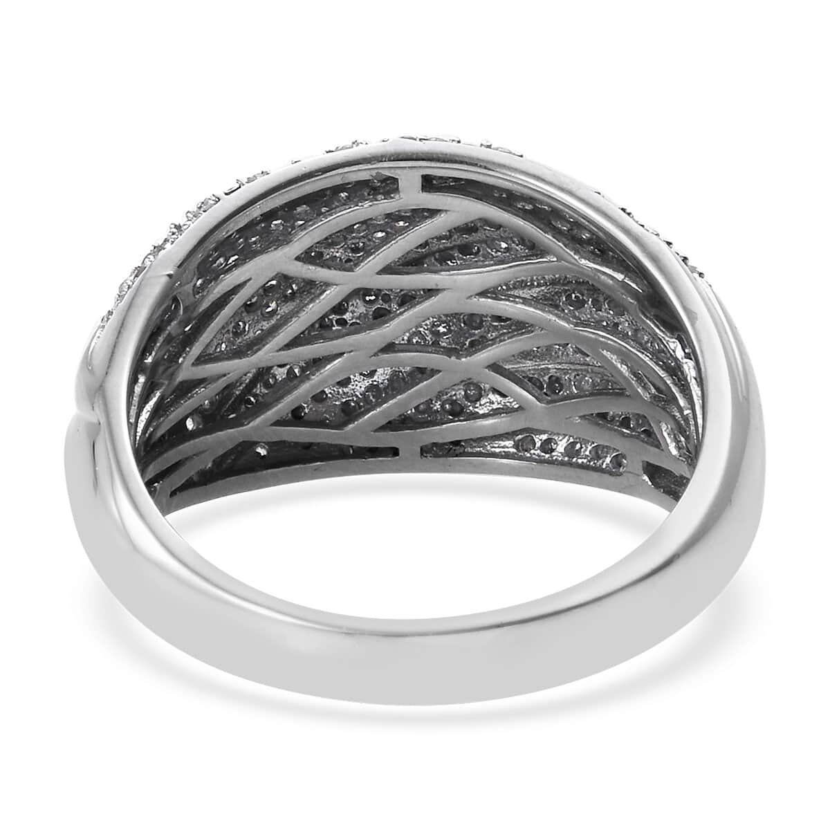 Diamond Dome Ring in Platinum Over Sterling Silver (Size 7.0) 1.50 ctw image number 4