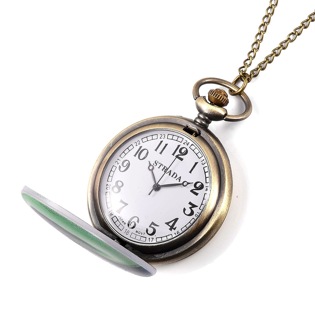 Strada Japanese Movement Northern Lights Pocket Watch in Goldtone with Chain 32 Inches image number 2