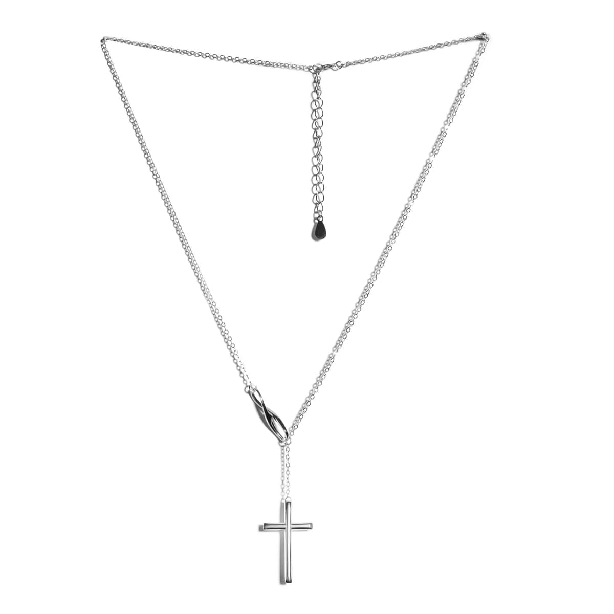 Sterling Silver Cross Infinity Lariat Necklace (16-18 in) (4.0 g) image number 1