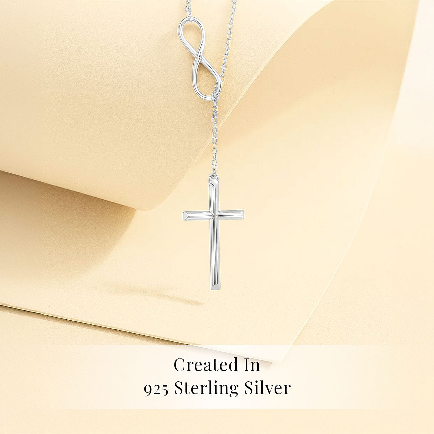 Sterling Silver Cross Infinity Lariat Necklace (16-18 in) (4.0 g)