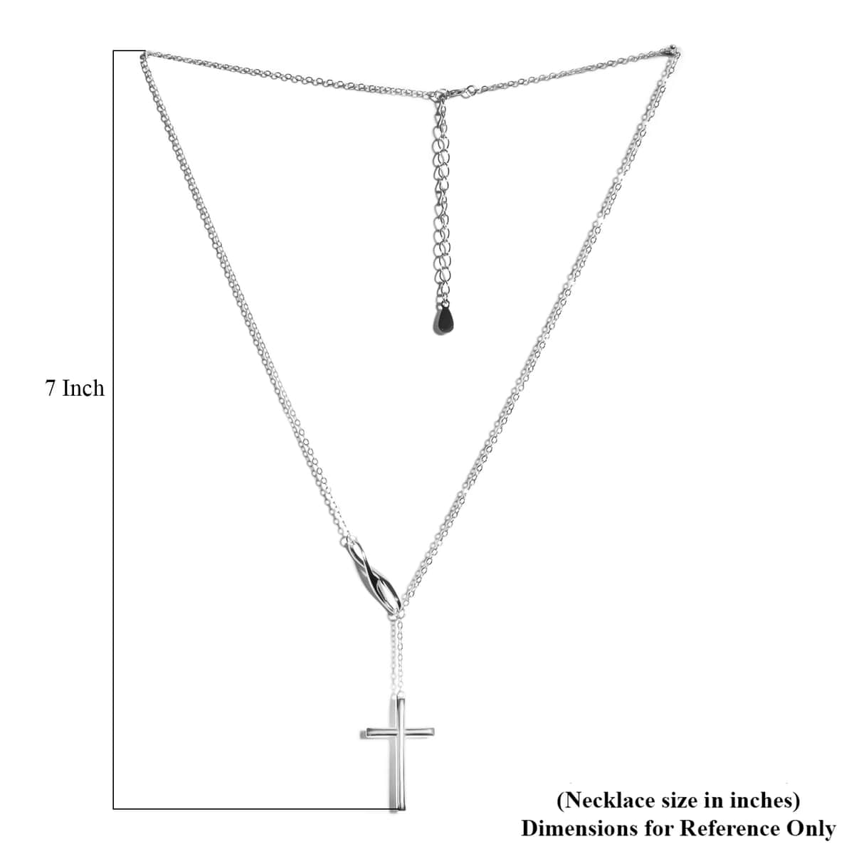 Cross Infinity Lariat Necklace 16-18 Inch in Sterling Silver 4.10 Grams image number 3