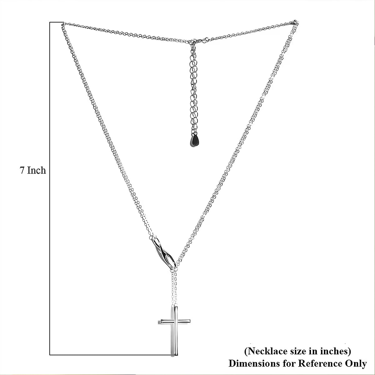 Cross Infinity Lariat Necklace 16-18 Inch in Sterling Silver 4.10 Grams image number 5