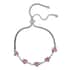 Simulated Pink Sapphire Bolo Bracelet in Stainless Steel and Sterling Silver image number 0