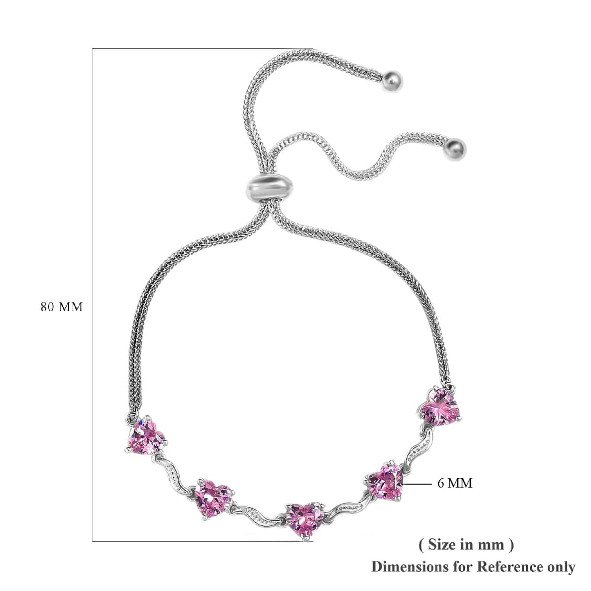 Simulated Pink Sapphire Bolo Bracelet in Stainless Steel and Sterling Silver image number 4