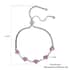Simulated Pink Sapphire Bolo Bracelet in Stainless Steel and Sterling Silver image number 4