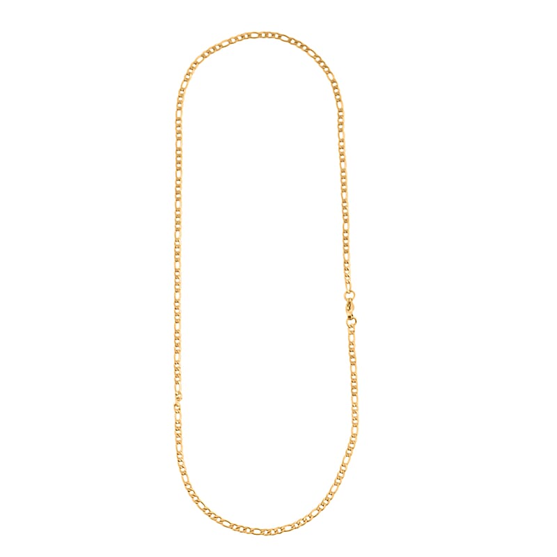 Set of 5 Figaro, Curb, Popcorn, Bismark and Box Chains 20 Inches in ION Plated Yellow Gold Stainless Steel