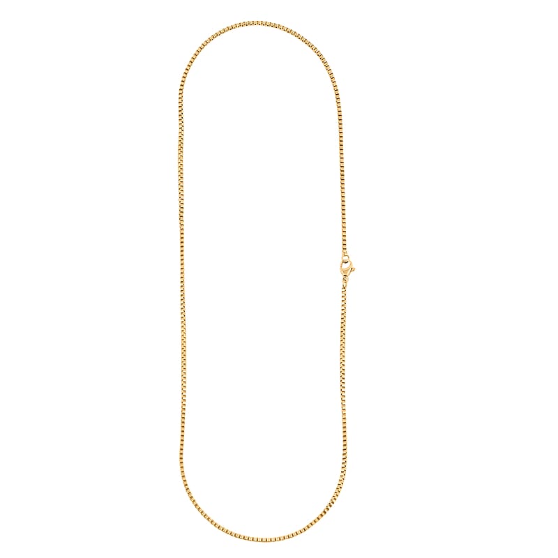 Set of 5 Figaro, Curb, Popcorn, Bismark and Box Chains 20 Inches in ION Plated Yellow Gold Stainless Steel