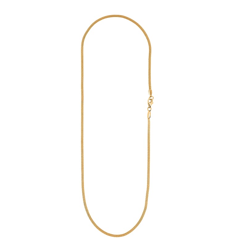 Set of 5 Figaro, Curb, Popcorn, Bismark and Box Chains 20 Inches in ION Plated Yellow Gold Stainless Steel