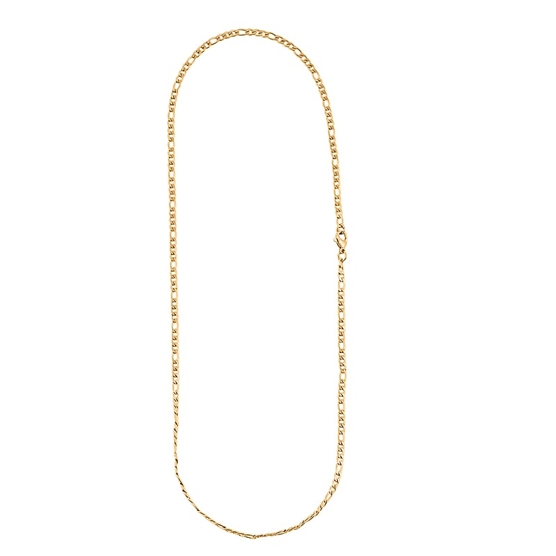 Set of 5 Figaro, Curb, Popcorn, Bismark and Box Chains 20 Inches in ION Plated Yellow Gold Stainless Steel