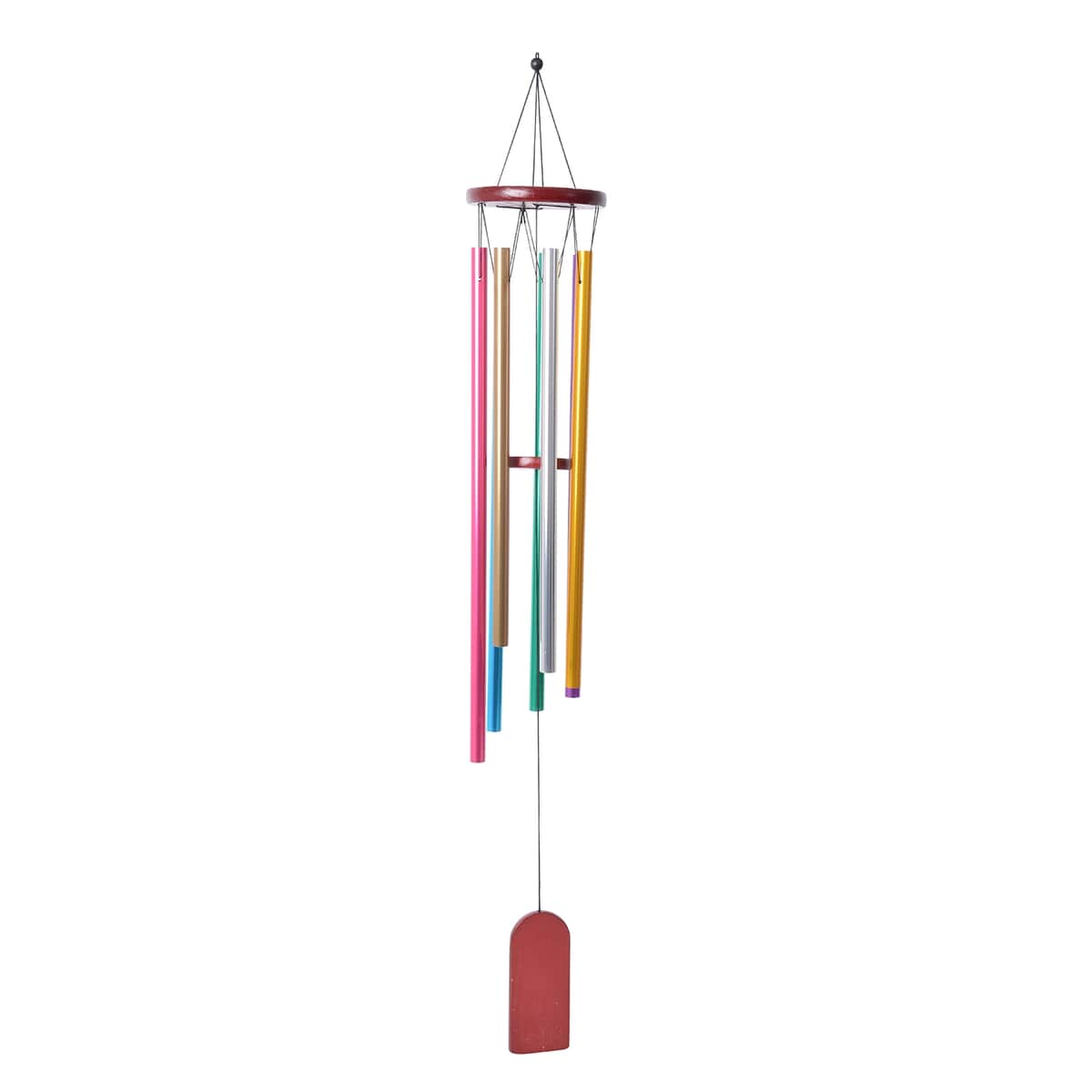 Multi Color 7 Tubes Wooden Wind Chime in Silvertone image number 0