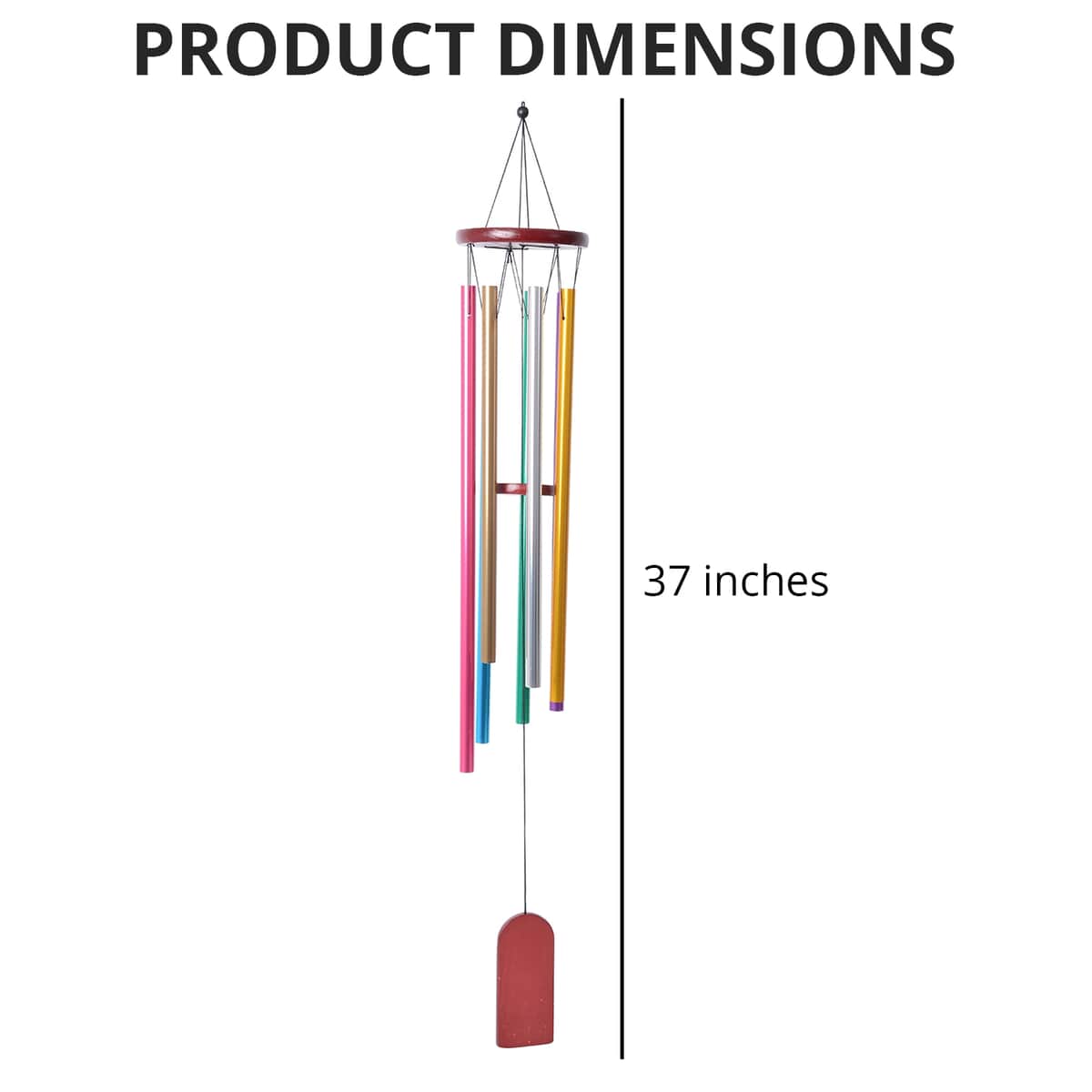 Multi Color 7 Tubes Wooden Wind Chime in Silvertone (37 in) image number 3
