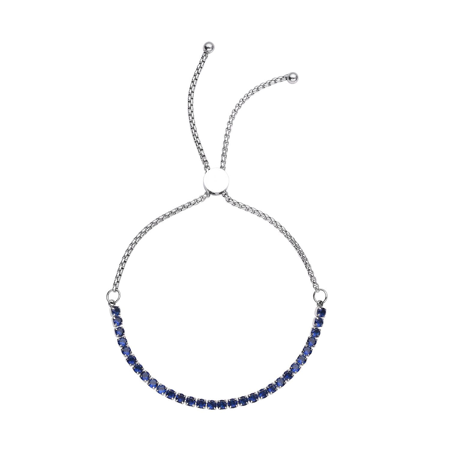 Simulated Blue Diamond Earrings Tennis Bracelet in Stainless Steel, Adjustable Bolo Bracelet, Solitaire Stud Earrings, Jewelry Gifts For Women 6.00 ctw