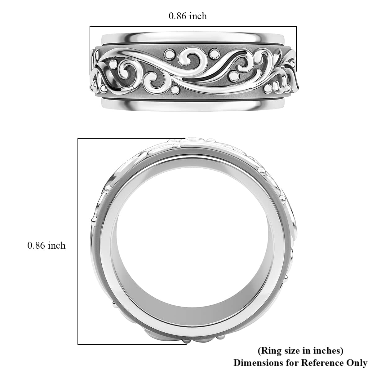Sterling Silver Spinner Band Ring, Anxiety Ring for Women, 925 Sterling Silver Spinner Ring, Fidget Rings for Anxiety for Women, Stress Relieving Anxiety Ring, Promise Rings (Size 10.0) (7.65 g) image number 8