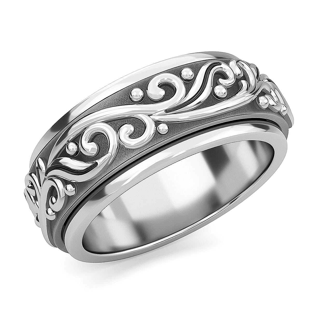 Spinner Band Ring in Sterling Silver, Anxiety Ring for Women, 925 Sterling Silver Spinner Ring, Fidget Rings for Anxiety for Women, Stress Relieving Anxiety Ring, Promise Rings (Size 5.0) (7.65 g) image number 0