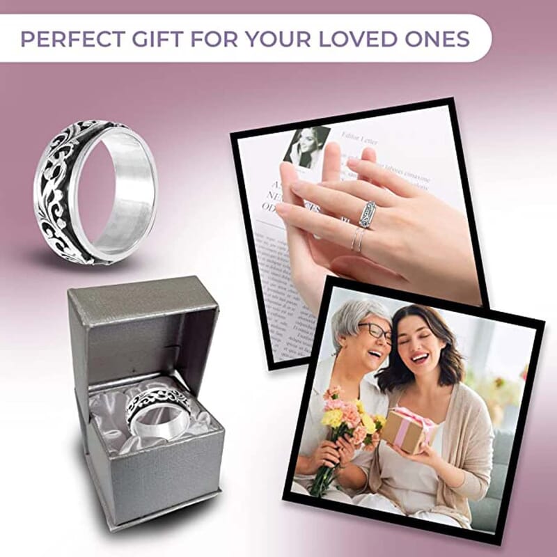 Spinner Band Ring in Sterling Silver, Anxiety Ring for Women, 925 Sterling Silver Spinner Ring, Fidget Rings for Anxiety for Women, Stress Relieving Anxiety Ring, Promise Rings (Size 8.0) (7.65 g)