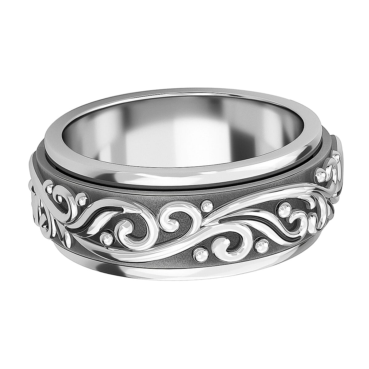 Spinner Band Ring in Sterling Silver, Anxiety Ring for Women, 925 Sterling Silver Spinner Ring, Fidget Rings for Anxiety for Women, Stress Relieving Anxiety Ring, Promise Rings (Size 8.0) (7.65 g)