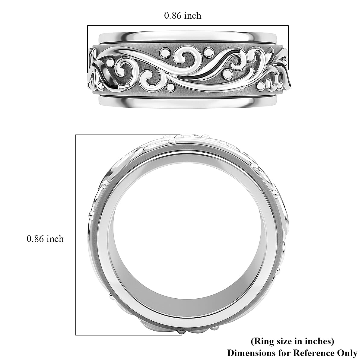 Spinner Band Ring in Sterling Silver, Anxiety Ring for Women, 925 Sterling Silver Spinner Ring, Fidget Rings for Anxiety for Women, Stress Relieving Anxiety Ring, Promise Rings (Size 8.0) (7.65 g)