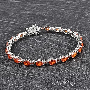 Simulated Orange Diamond 7.90 ctw Tennis Bracelet in Silvertone, Birthday Gifts For Women(7.25 In)