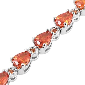 Simulated Orange Diamond 7.90 ctw Tennis Bracelet in Silvertone, Birthday Gifts For Women(7.25 In)