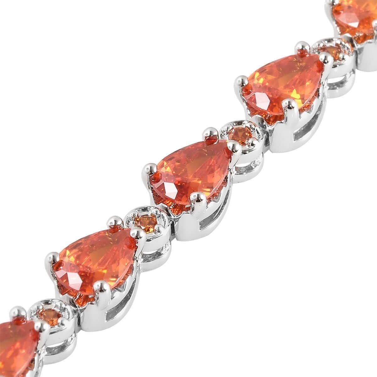 Simulated Orange Diamond Tennis Bracelet in Silvertone, Birthday Gifts For Women(7.25 In) 7.90 ctw image number 2