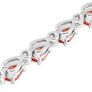 Simulated Orange Diamond 7.90 ctw Tennis Bracelet in Silvertone, Birthday Gifts For Women(7.25 In)