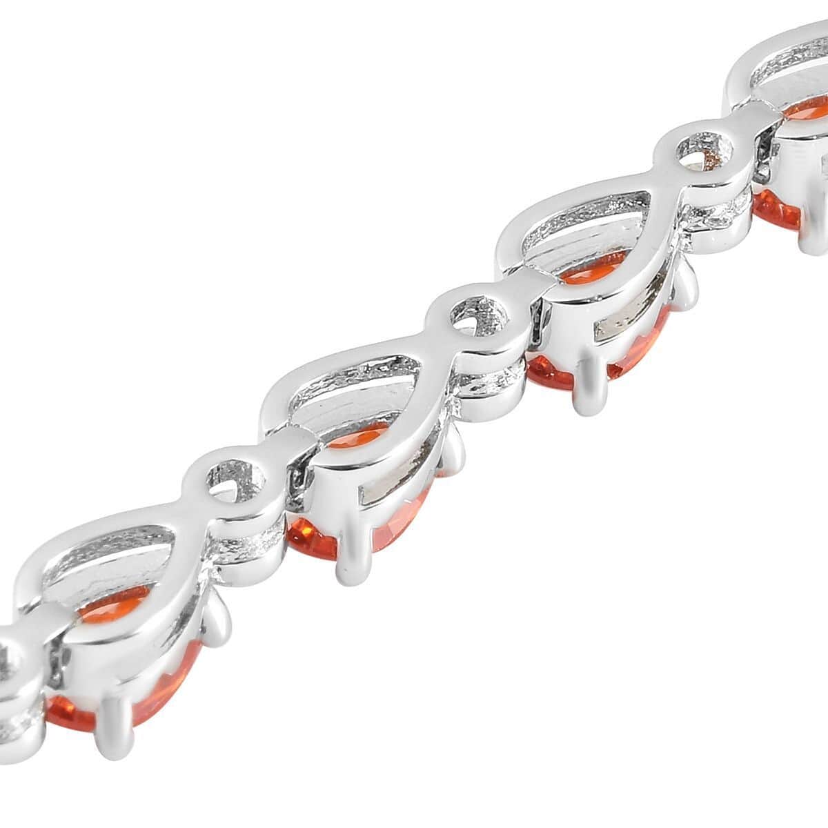 Simulated Orange Diamond Tennis Bracelet in Silvertone, Birthday Gifts For Women(7.25 In) 7.90 ctw image number 3