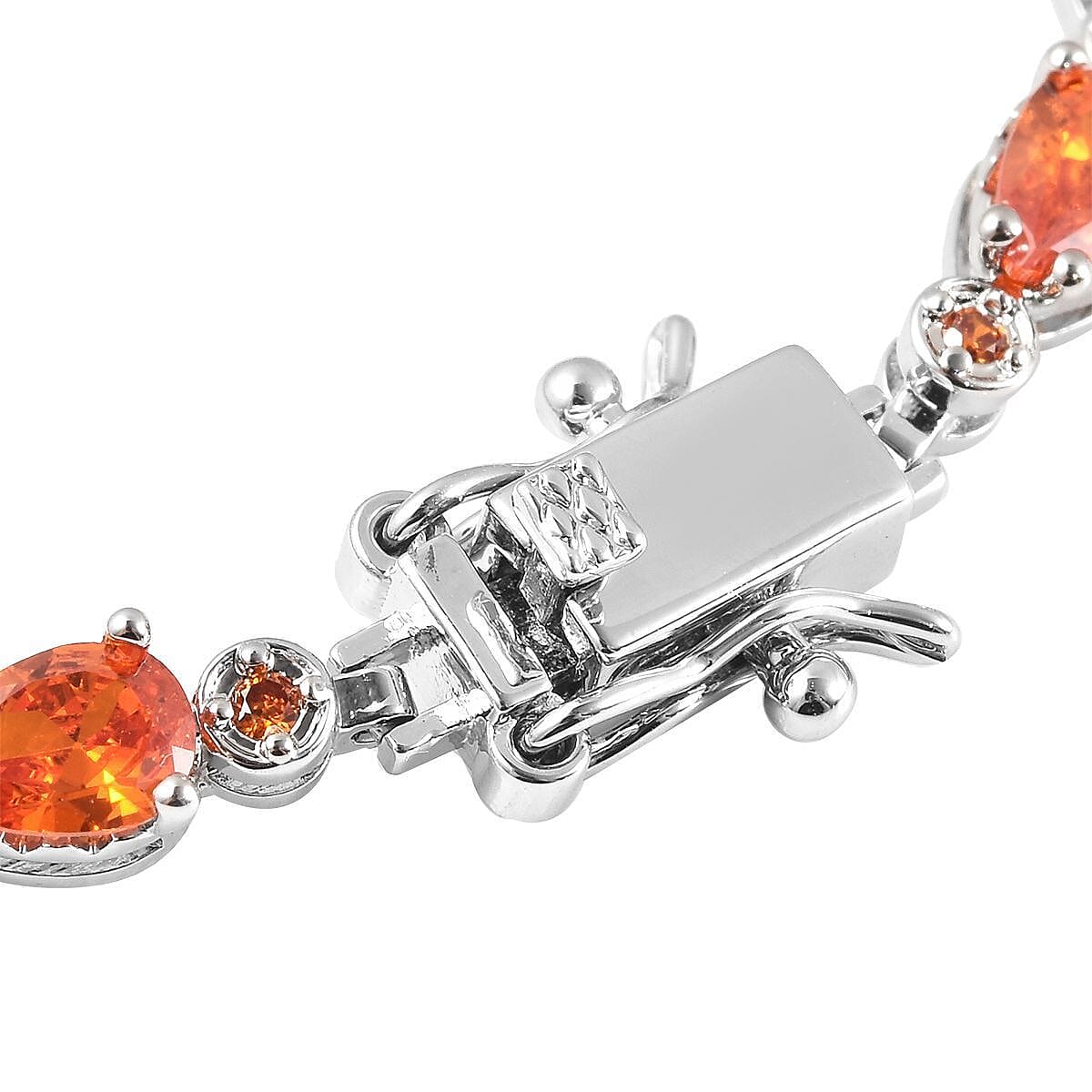 Simulated Orange Diamond 7.90 ctw Tennis Bracelet in Silvertone, Birthday Gifts For Women(7.25 In)