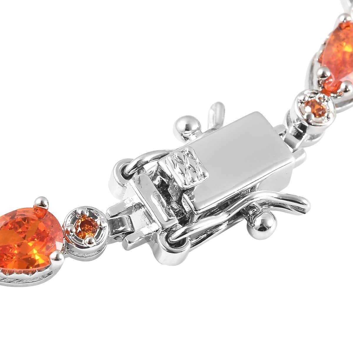 Simulated Orange Diamond Tennis Bracelet in Silvertone, Birthday Gifts For Women(7.25 In) 7.90 ctw image number 4