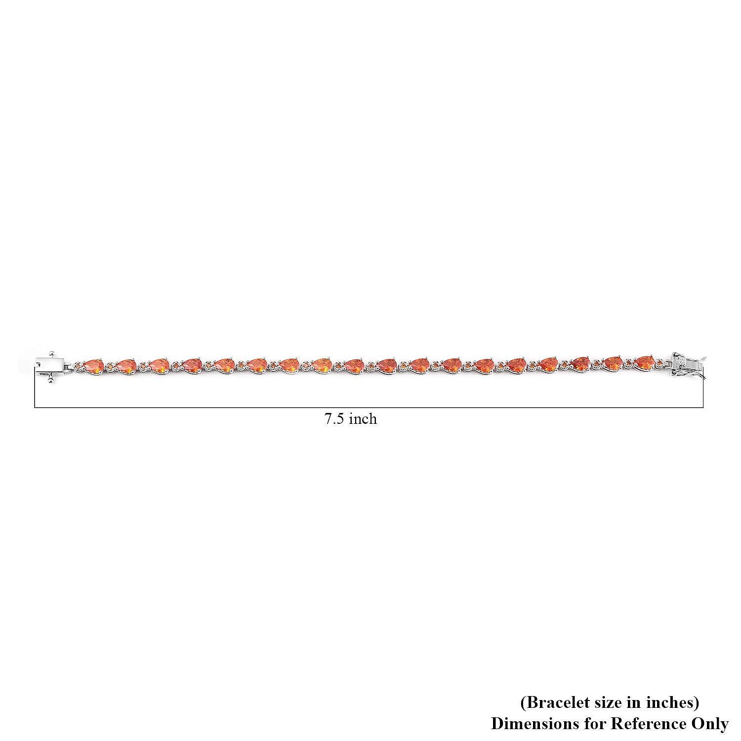 Simulated Orange Diamond 7.90 ctw Tennis Bracelet in Silvertone, Birthday Gifts For Women(7.25 In)