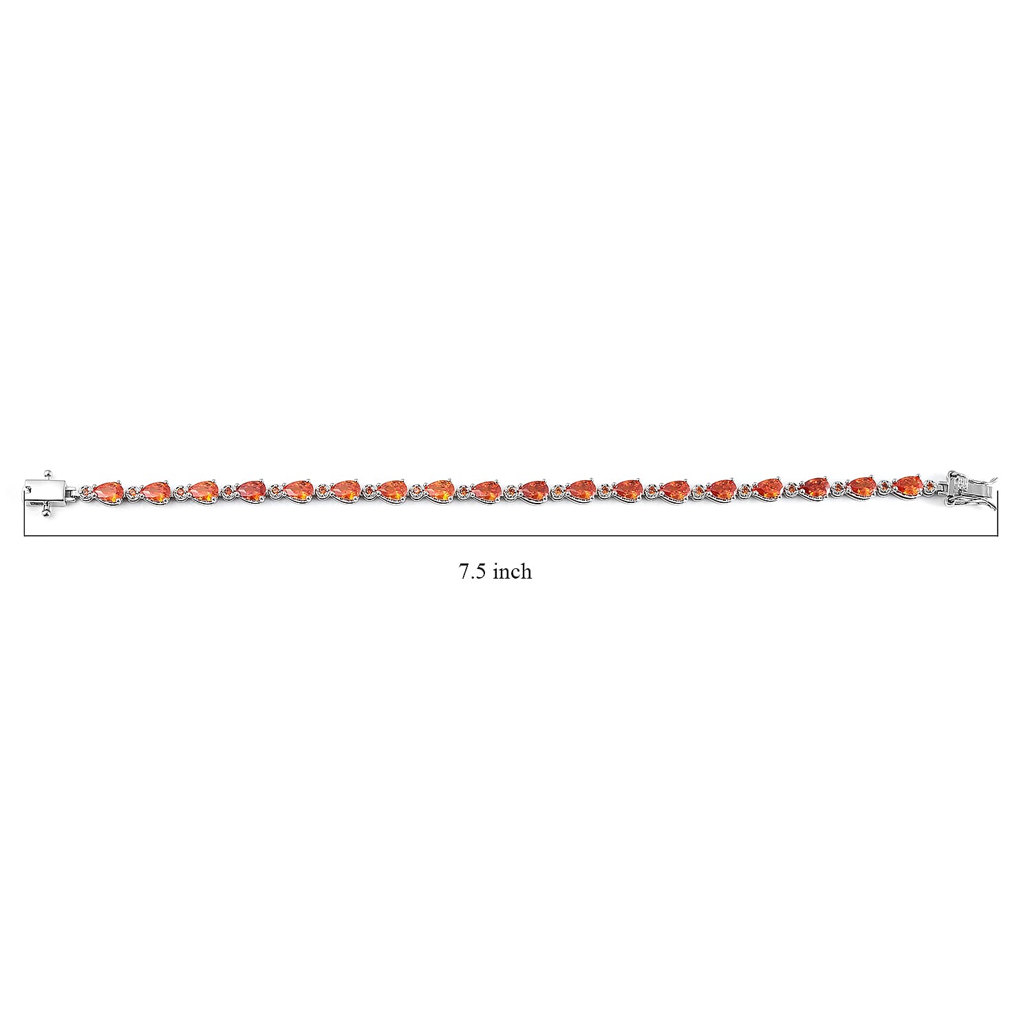 Simulated Orange Diamond 7.90 ctw Tennis Bracelet in Silvertone, Birthday Gifts For Women(7.25 In)
