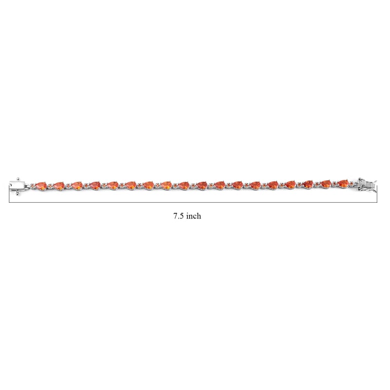 Simulated Orange Diamond 7.90 ctw Tennis Bracelet in Silvertone, Birthday Gifts For Women(7.25 In)