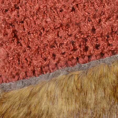 Rusty Orange Acrylic and Polyester Faux Fur Knitted Scarf (80x9 in) image number 3