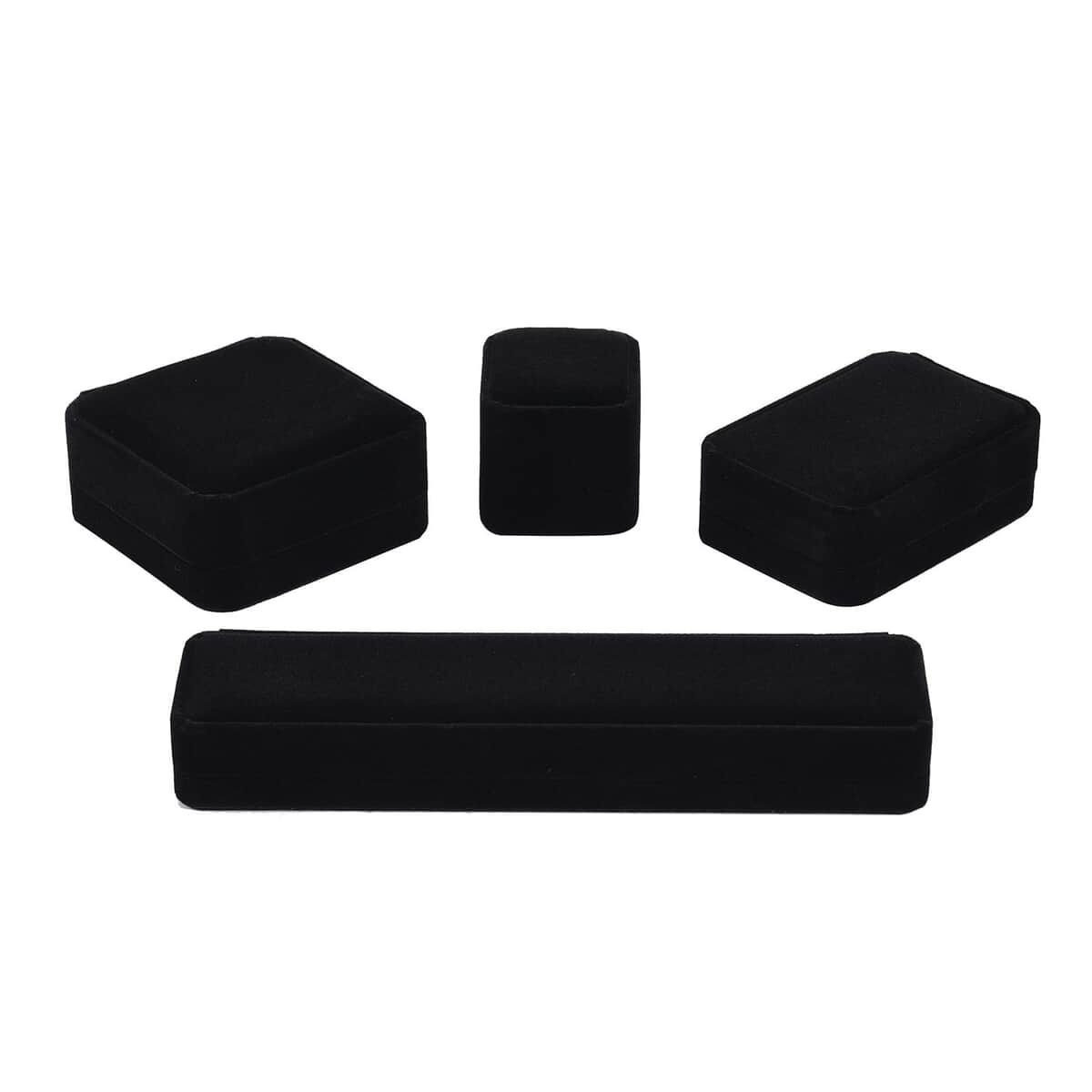 Set of 4 Black Velvety Jewelry Box (1.5x1.5 - 8x1x2 in) image number 0