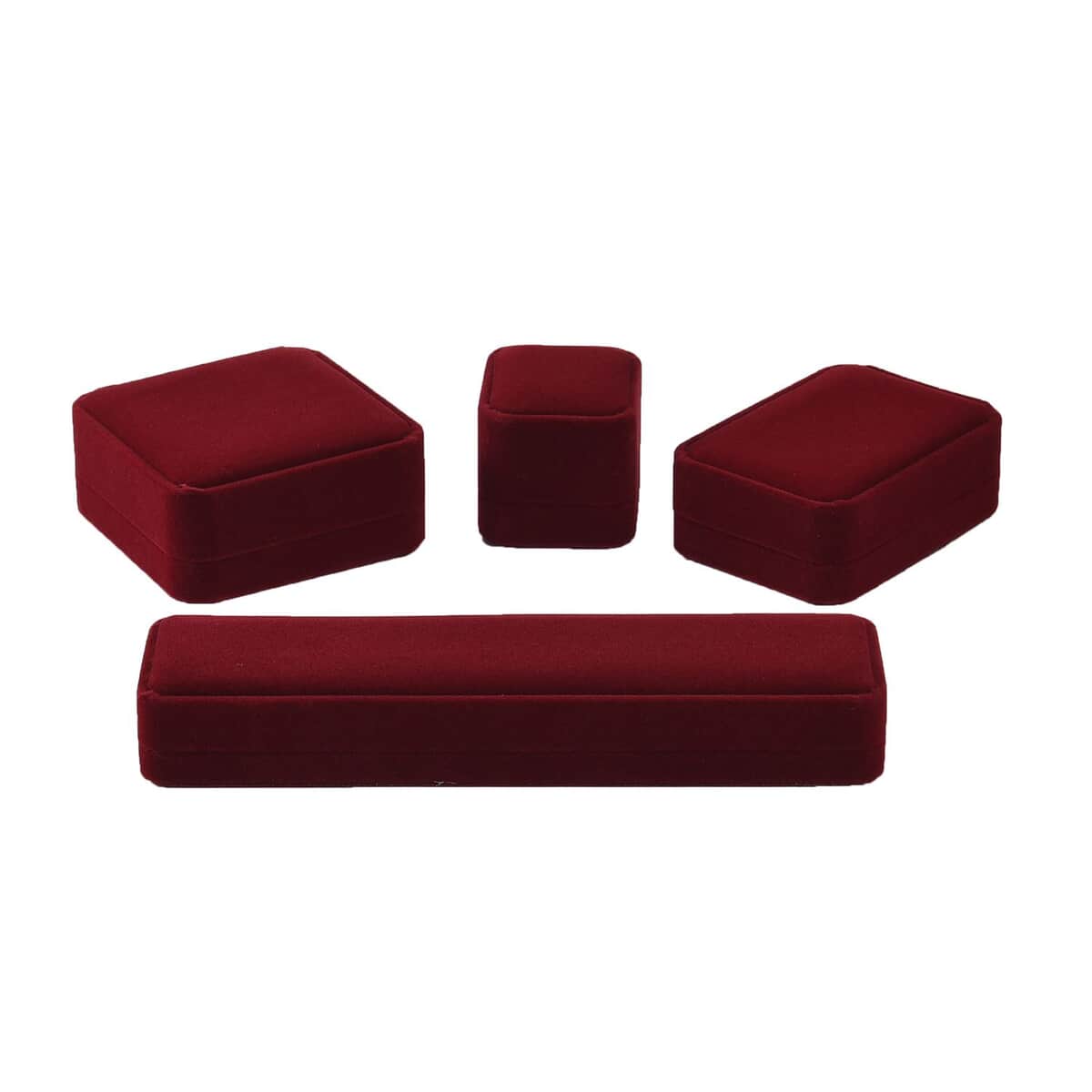 Set of 4 Maroon Velvet Jewelry Box image number 0