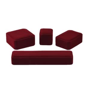 Set of 4 Maroon Velvet Jewelry Box