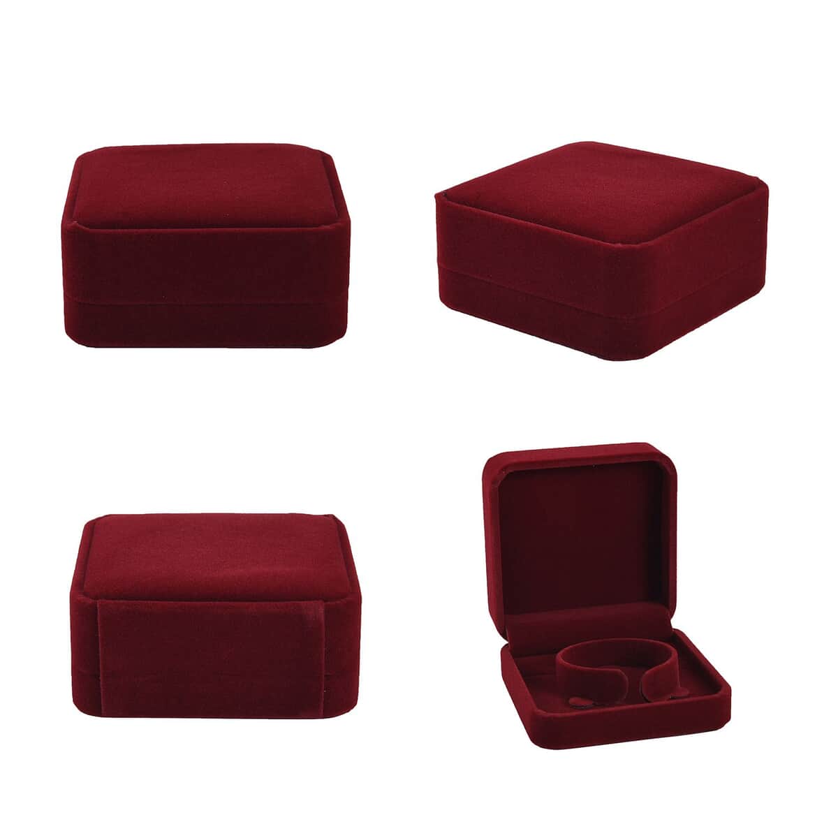 Set of 4 Maroon Velvet Jewelry Box image number 1