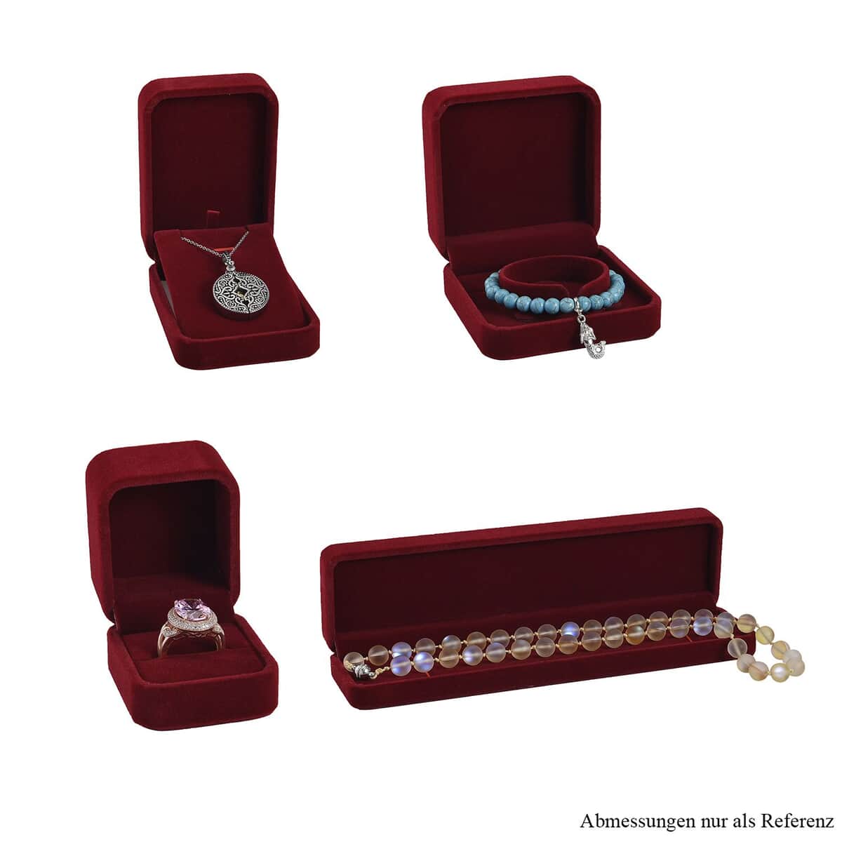 Set of 4 Maroon Velvet Jewelry Box image number 5