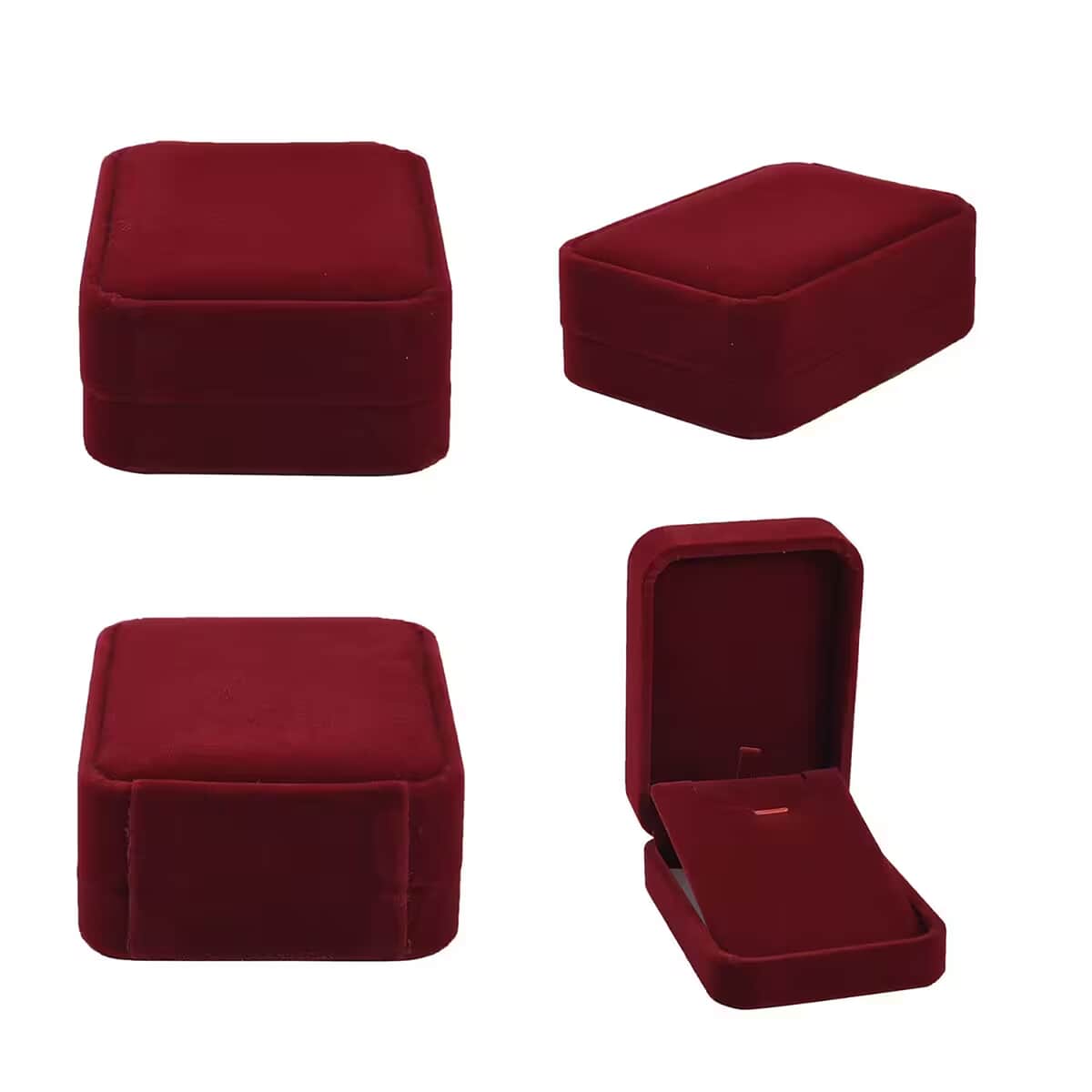 Set of 4 Maroon Velvet Jewelry Box image number 7