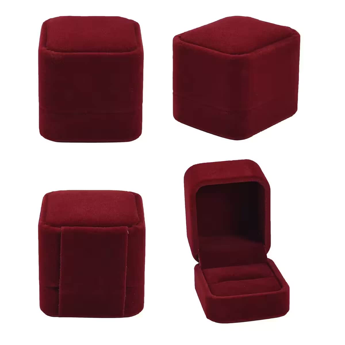 Set of 4 Maroon Velvet Jewelry Box image number 8