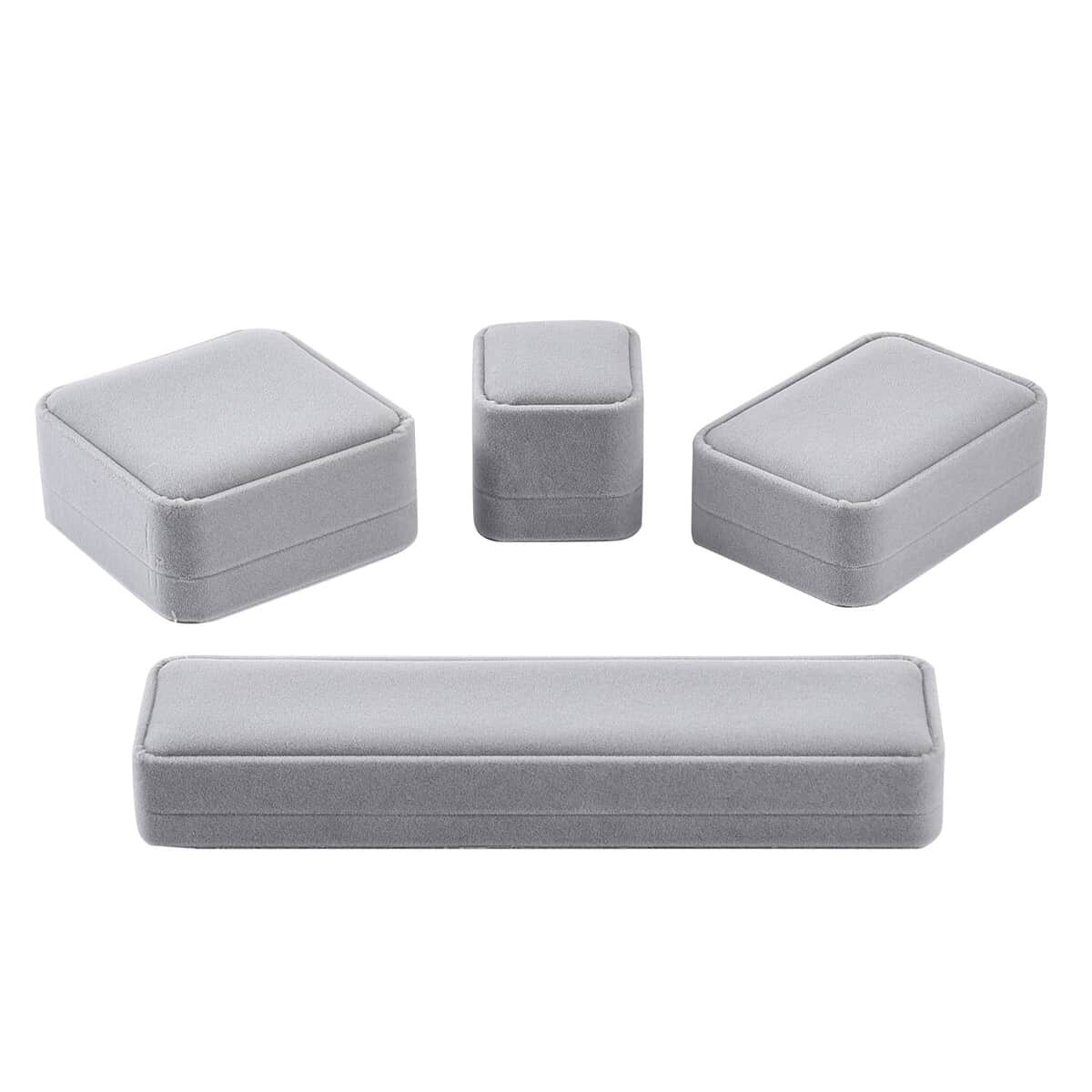 Set of 4 Gray Velvet Jewelry Box image number 0