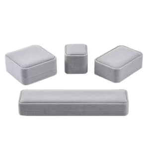 Set of 4 Gray Velvet Jewelry Box