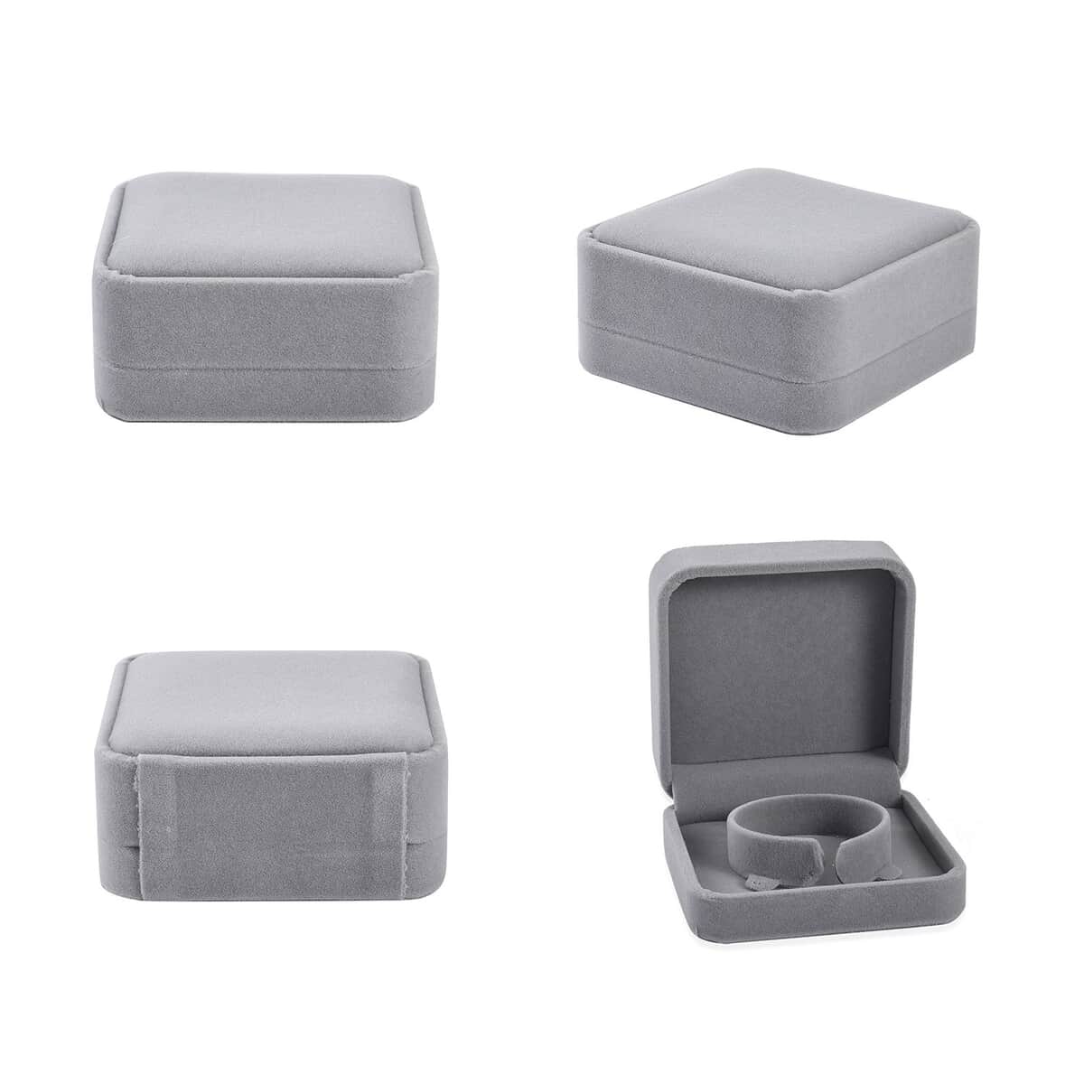 Set of 4 Gray Velvet Jewelry Box image number 1