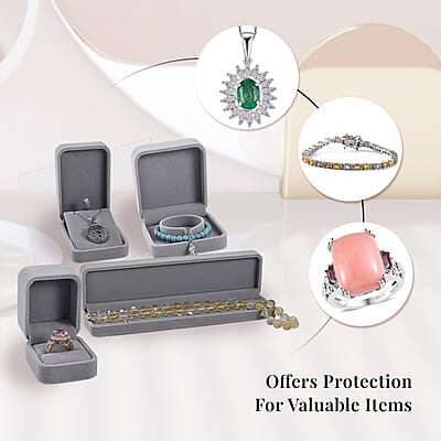Set of 4 Gray Velvet Jewelry Box