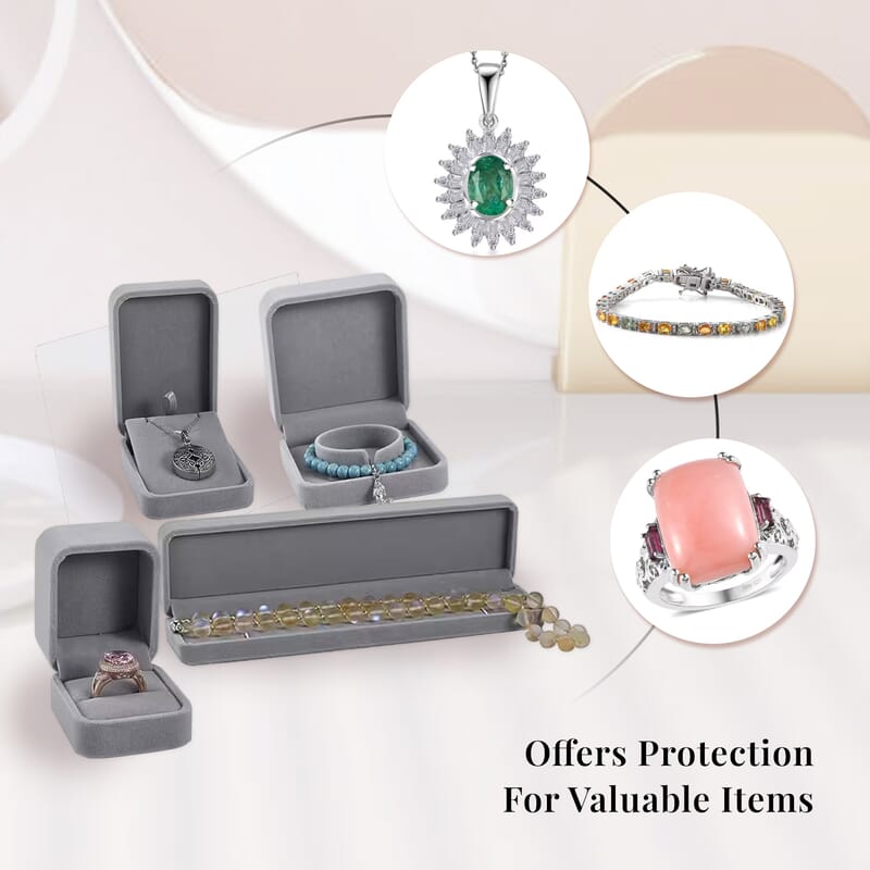 Set of 4 Gray Velvet Jewelry Box