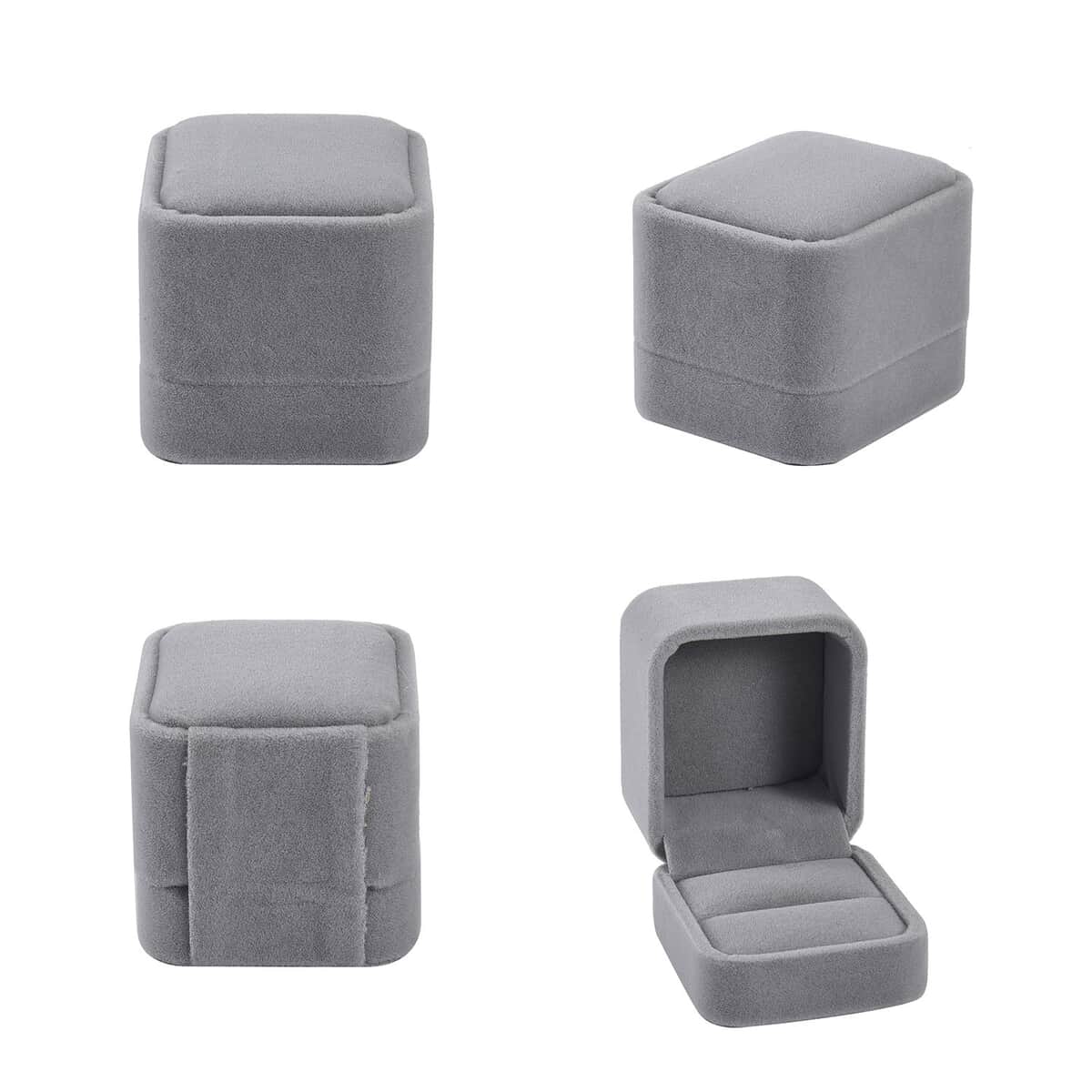 Set of 4 Gray Velvet Jewelry Box image number 3