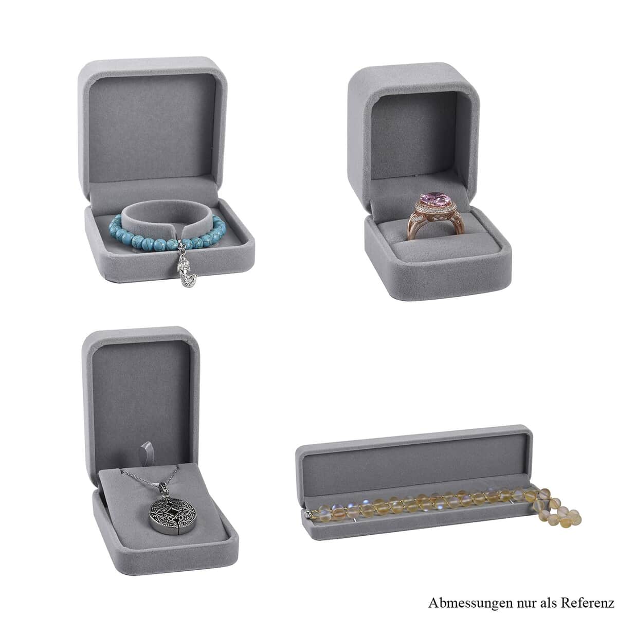 Set of 4 Gray Velvet Jewelry Box image number 5